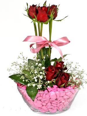 Ankara �i�ek firmam�zdan  Camda k�rm�z� g�ller Ankara �i�ek g�nder firmas� �ahane �r�n�m�z 