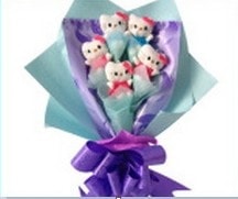 5 adet yapay g�l ve 5 adet ay�c�ktan g�rsel buket 